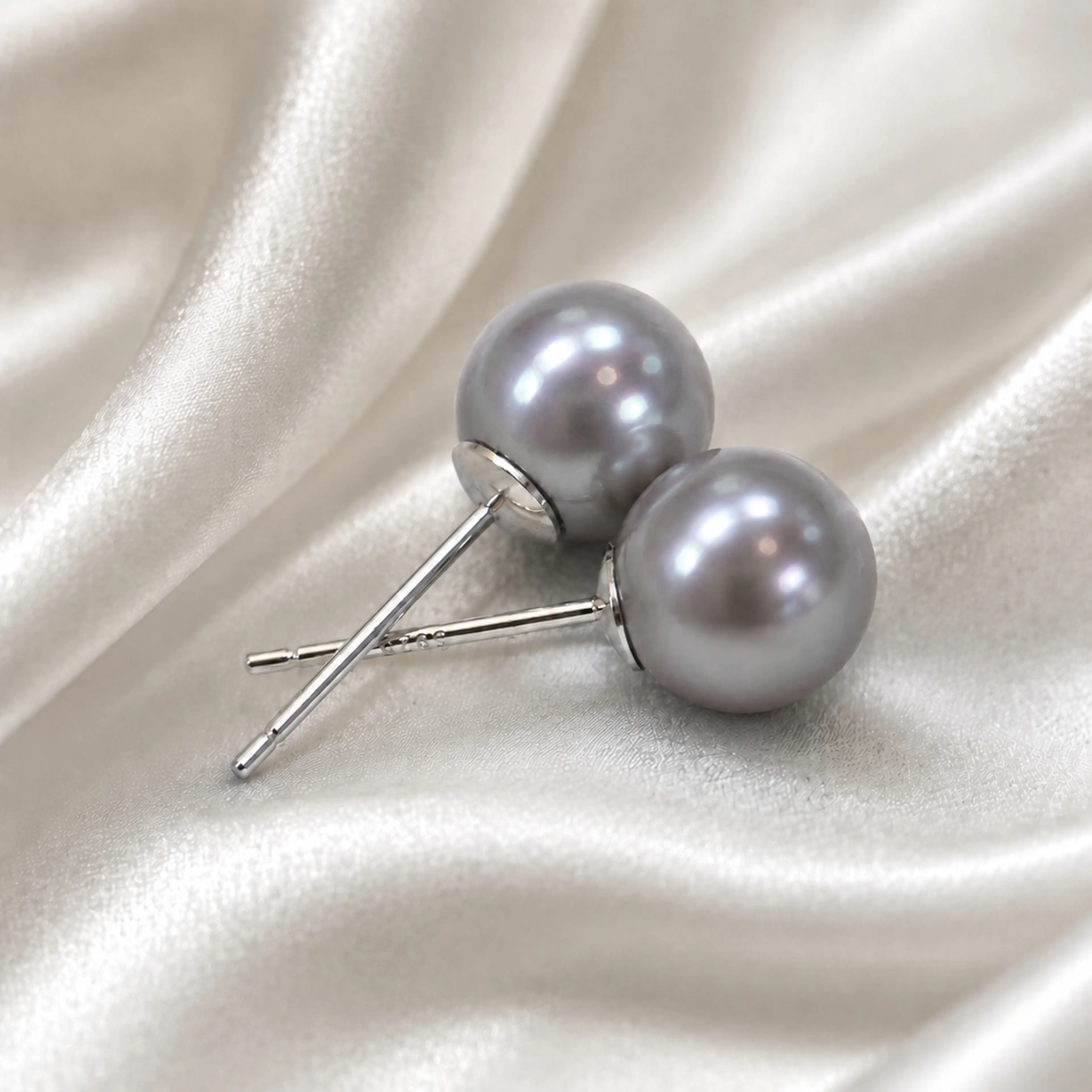 Madama Pearl Earstuds 7-8mm Natural Silver Blue Saltwater Pearls S925 Sterling Silver Stud Earrings Minimalist Round Pearl Fine Jewelry For Women