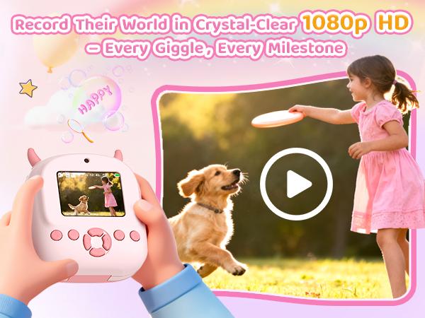 [JADENS] Instant Print Camera for Kids, Birthday Gifts for Girls Boys, HD Digital Video Cameras for Toddler,Included 32GB SD Card-Purple