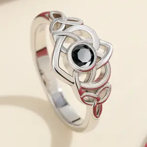 Gothic Witch Protection Ring in 925 Silver with Black Zircon – Amulet for Women