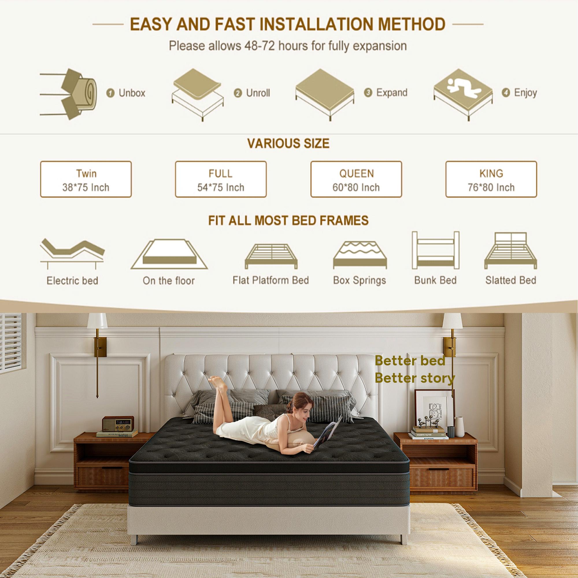 mattress queen sizeHibrid mattress12/14 Inch Twin, Full, KingMattress Memory Foam And Spring, HybridMattressMedium Firmness, Lumbar Support, Ergonomic mattressqueen size mattress