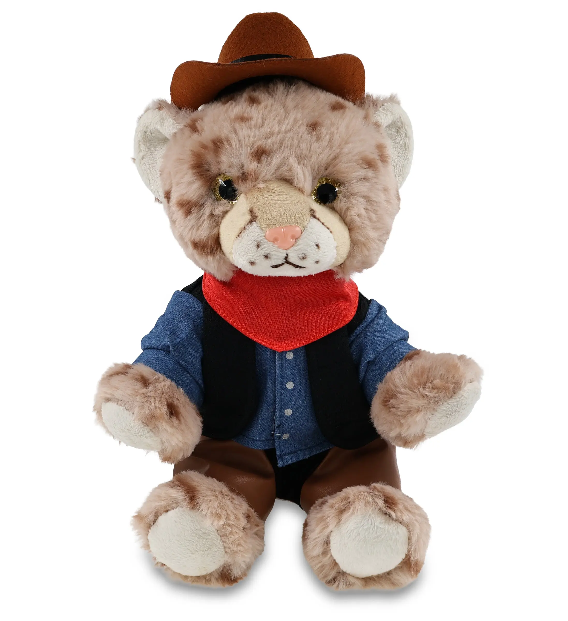 SUPER SOFT PLUSH - SQUAT CHEETAH 8.5 INCH With COWBOY Dress Up