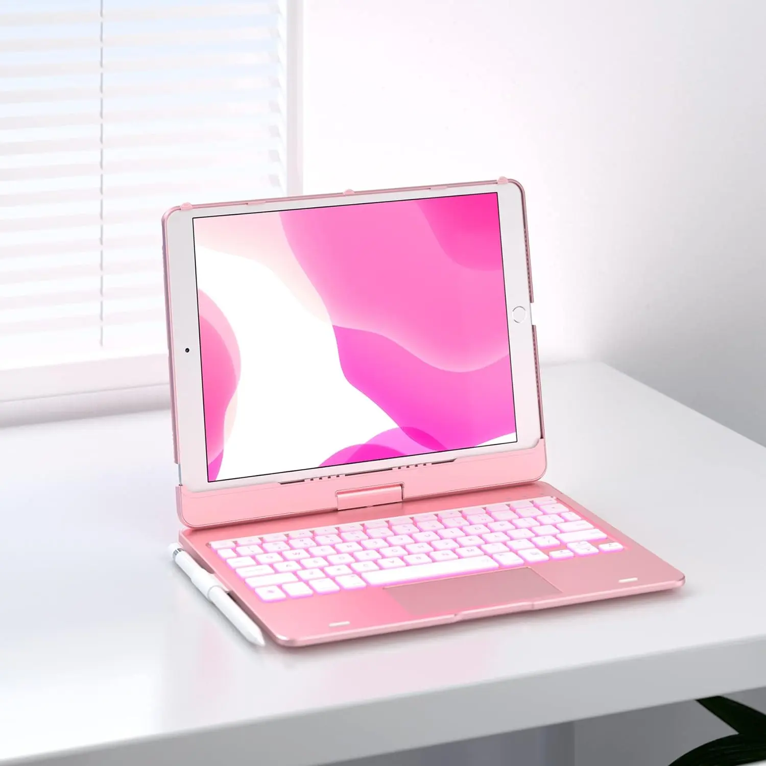 【Backtoschoolshopping】Typecase iPad Keyboard Case with 360° Rotating Removable Stand, Supports Multi-Touch, 11-Color Backlight, Compatible with iPad A16/10th Generation, iPad Air&iPad Pro,Office Equipment