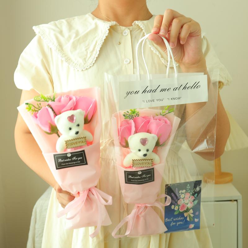 Versatile Gift Set for Special Occasions - 1 Set of Dolls & Bouquets with Teddy Bear Ideal for Birthdays Christmas Valentine's Day & Commemorative Gifts for Children Girls Boyfriends Wives Husbands