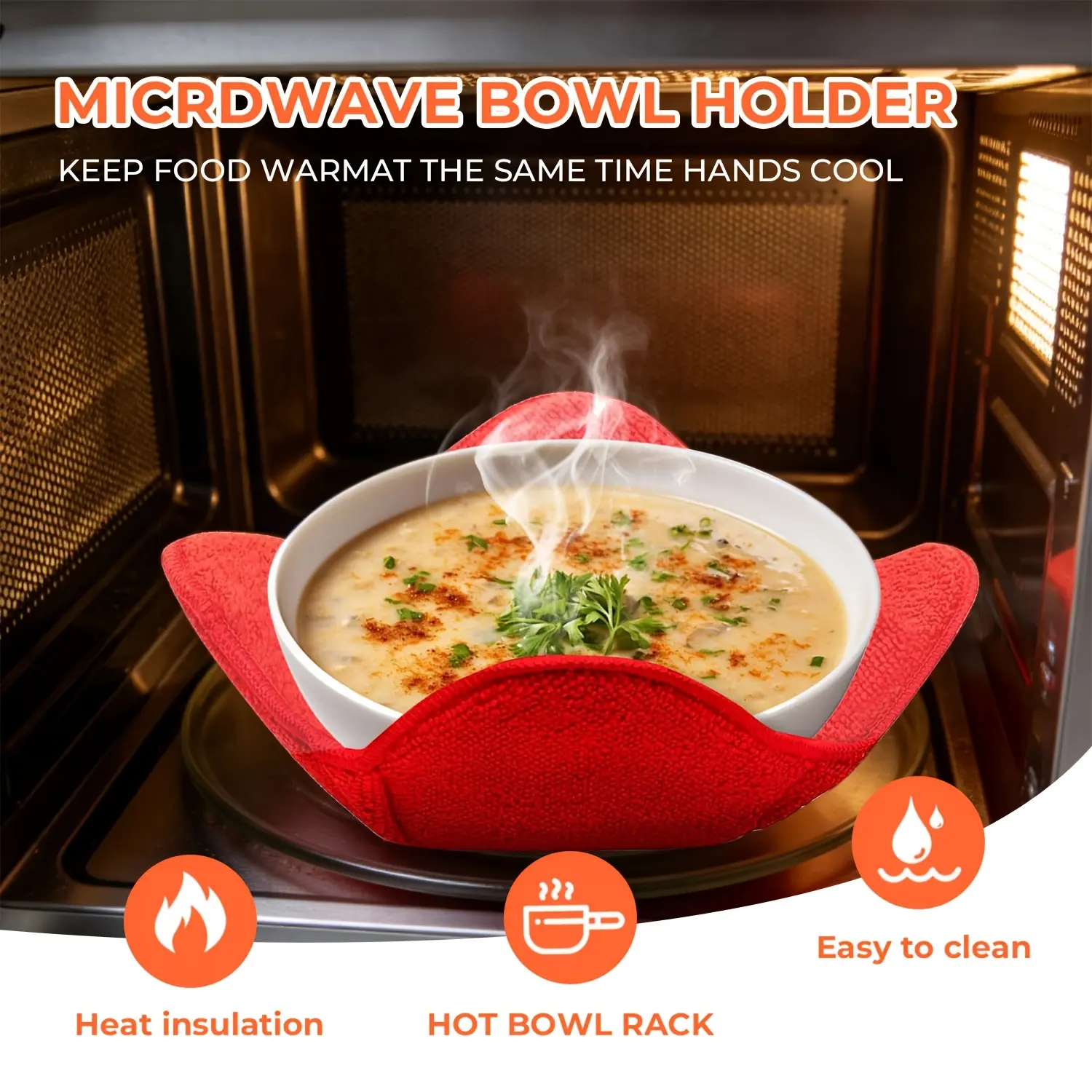 3pcs Microwave Bowl Holders for Tableware, Non-Contact Food-Safe Coasters, Durable Polyethylene Insulation Mats, Bright Colors Household Heating Mats, 3Pcs Upgraded Model