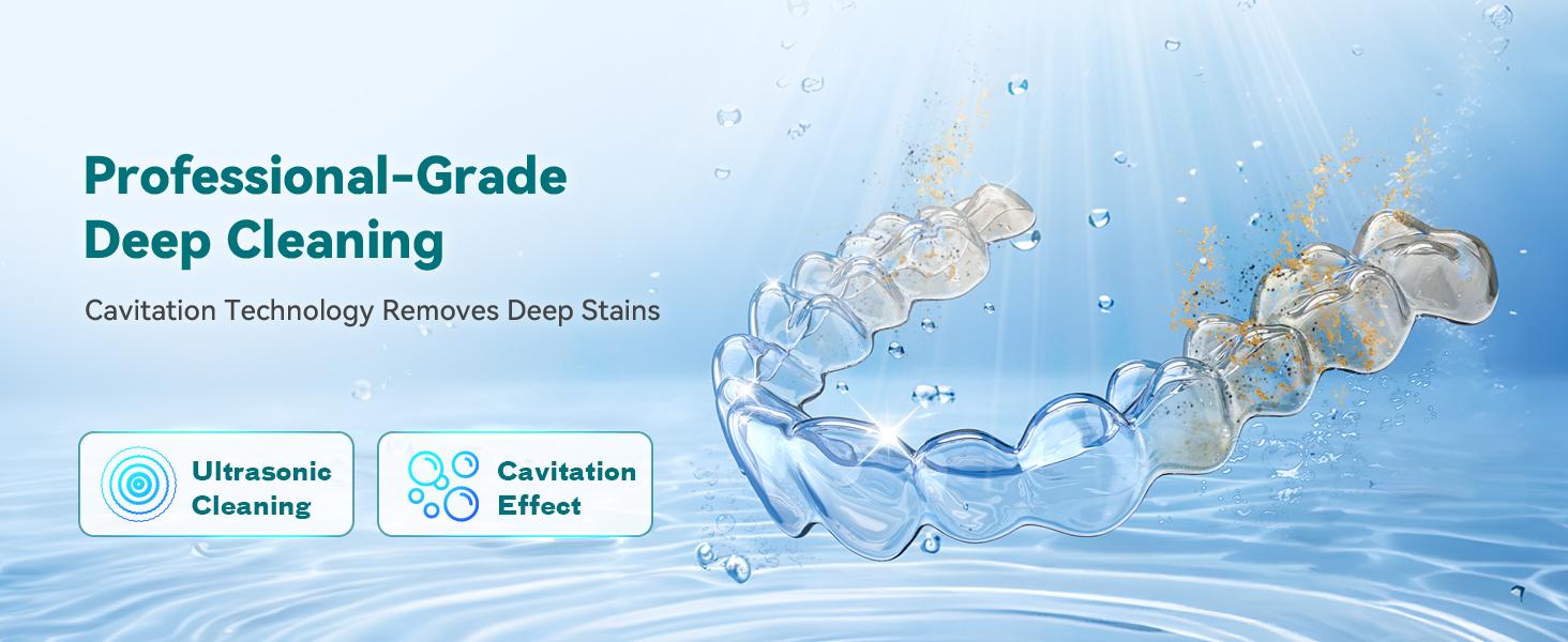 Dental Ultrasonic Retainer Cleaner Machine - 45kHz Dental Cleaning Pod with 304 Stainless Steel Tank, UVA & UVC, Digital Timer & 200ML Capacity for Braces, Mouth Guards, Dentures, Aligners,  Night Guards, Toothbrush Heads, Jewelry, Home and Travel Use