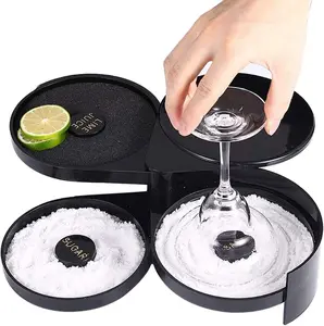 3 Tier Bar Glass Rimmer for Margarita and Cocktail, Bartender Tool,Salt Box Spice Container