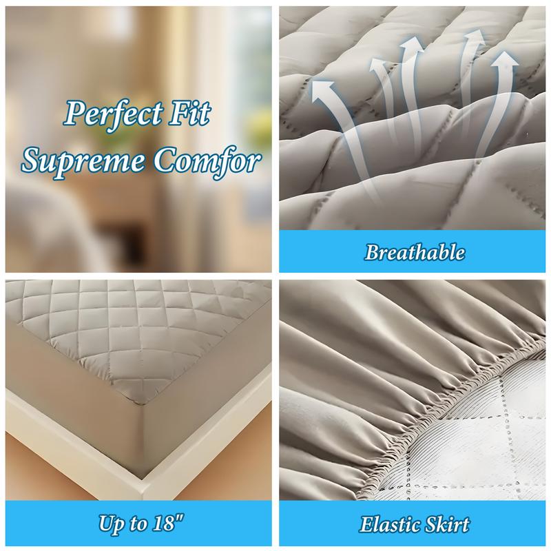 Bepatio Mattress Cover Waterproof, Deep Pocket Mattress Pad Protector Fits to 6''-16'', Breathable Hollow Cotton Filling Quilted Mattress Protector for King Size,Hotel