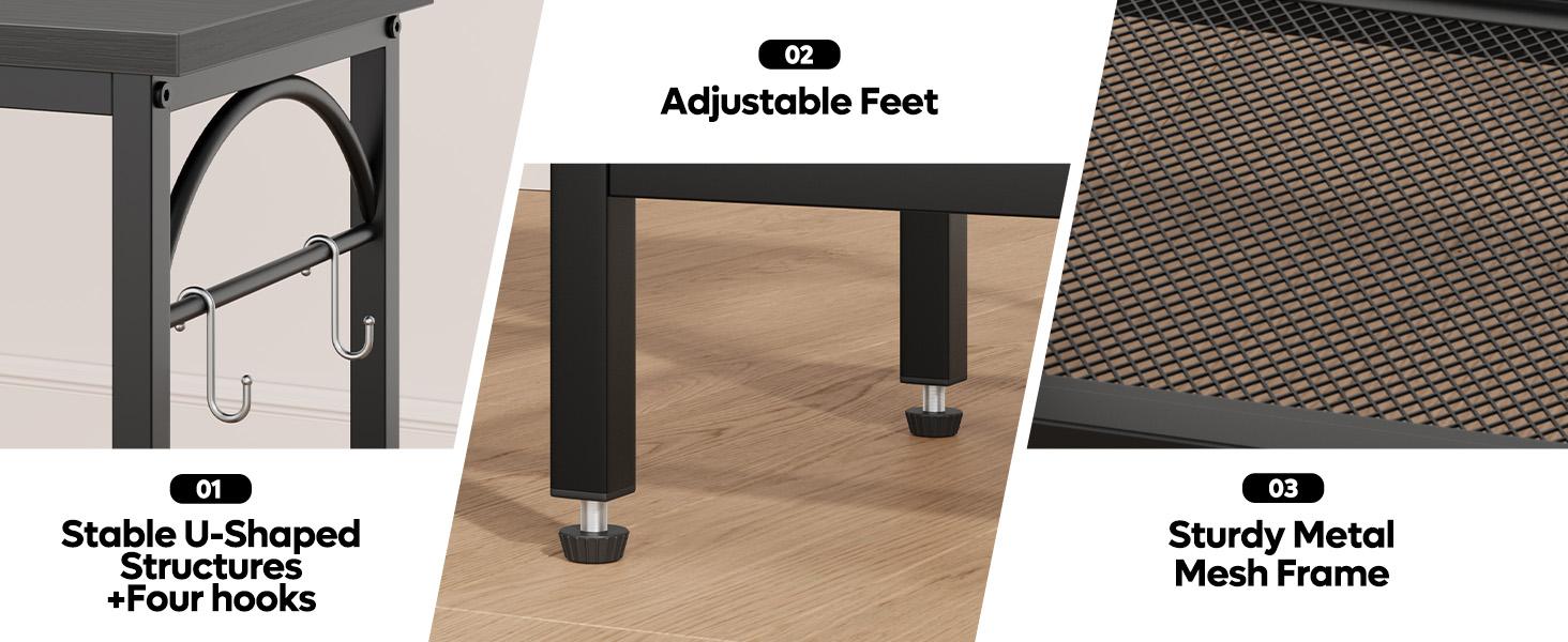 Pinmoco TV Stand for TVs up to 55 Inch, LED Light Entertainment Center with Open Storage Shelves, TV Media Console Table for Living Room, Bedroom