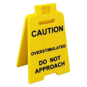 Caution Overstimulated Desk Sign, Funny Prank Gift Office Desk Decor, 3D Printed Overstimulated Do not Approach Warning Signs, Humor Desktop Decoration White Elephant Gifts