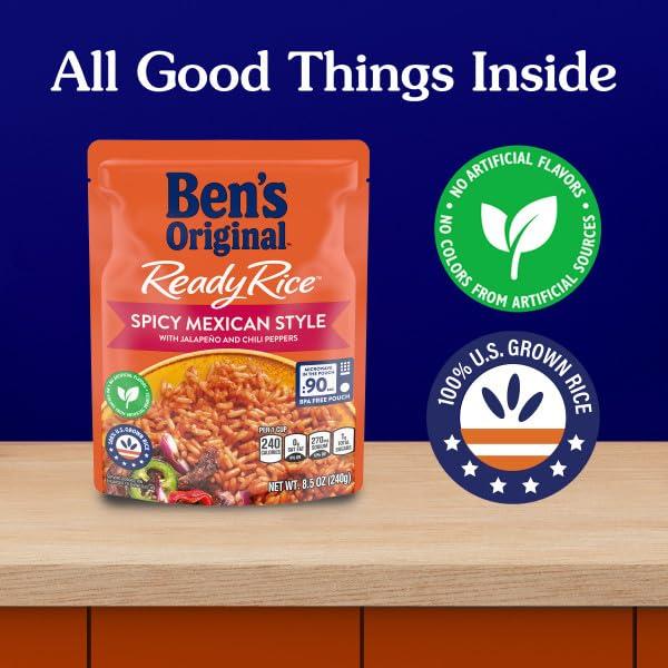 BEN'S ORIGINAL Ready Rice Spicy Mexican Style Flavored Rice, Easy Dinner Side, 8.5 oz Pouch