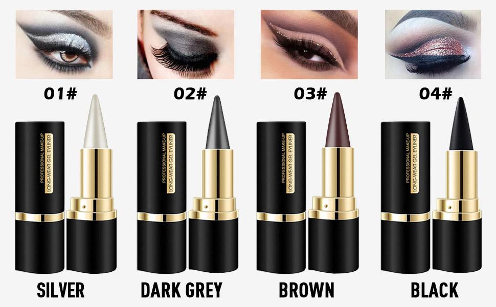 1Pc Gel Eyeliner Pencil Natural Black Waterproof Smudgeproof Creamy Eyeliner for Older Women Multi-Use Makeup Kit Eyeliner Lip Liner Eyeshadow & Eyebrow Smooth Cosmetic Clear Lipliner Gift