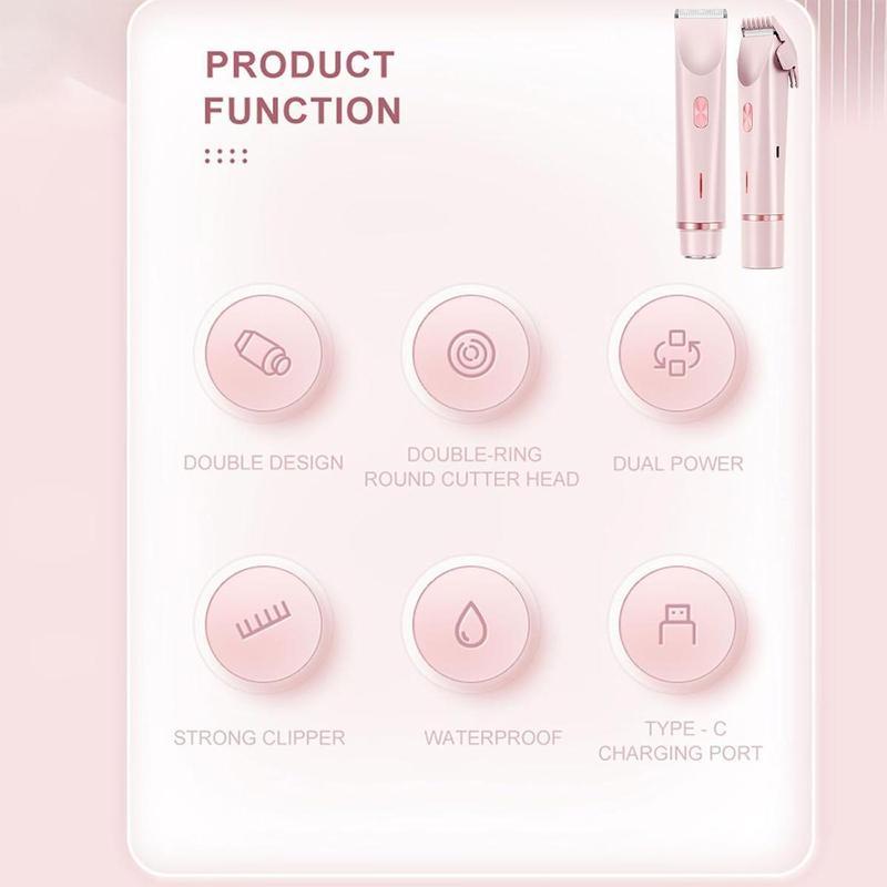 Electric Bikini Trimmer for Women, Rechargeable 2 in 1 Body & Facial Hair Removal, Waterproof Wet & Dry Use Trimmer for Women