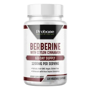 Probase Nutrition Berberine with Cinnamon Extract - Gluten Free and Vegan - 120 Capsules - 1200mg per Serving