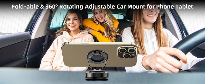 360° Adjustable Vacuum Magnetic Phone Holder, Suction Cup Phone Mount for Magsafe, Portable Cell Phone Holderfor Car,Makeup/Gym/Mirror, Fit for iphone 11 and above