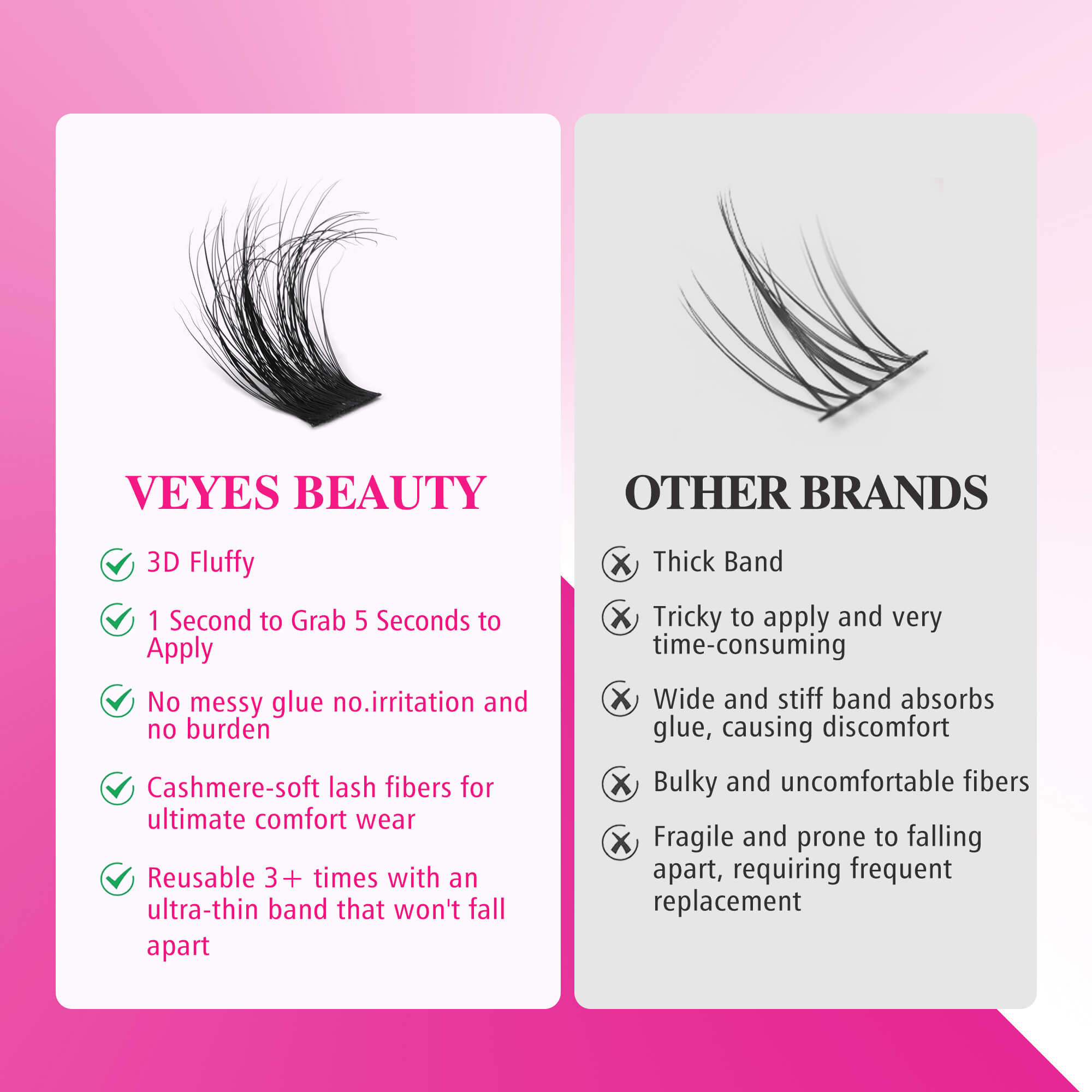 Veyesbeauty VB-Xtreme Cluster Lashes 3D DIY Mixed Length Extra Large Pallet of 210 Clusters 10-18mm Lashes Individual Lash Extensions Layered Eyelashes Wispy Faux Mink Lash Newbie's Five-Second for Self Application Makeup at Home