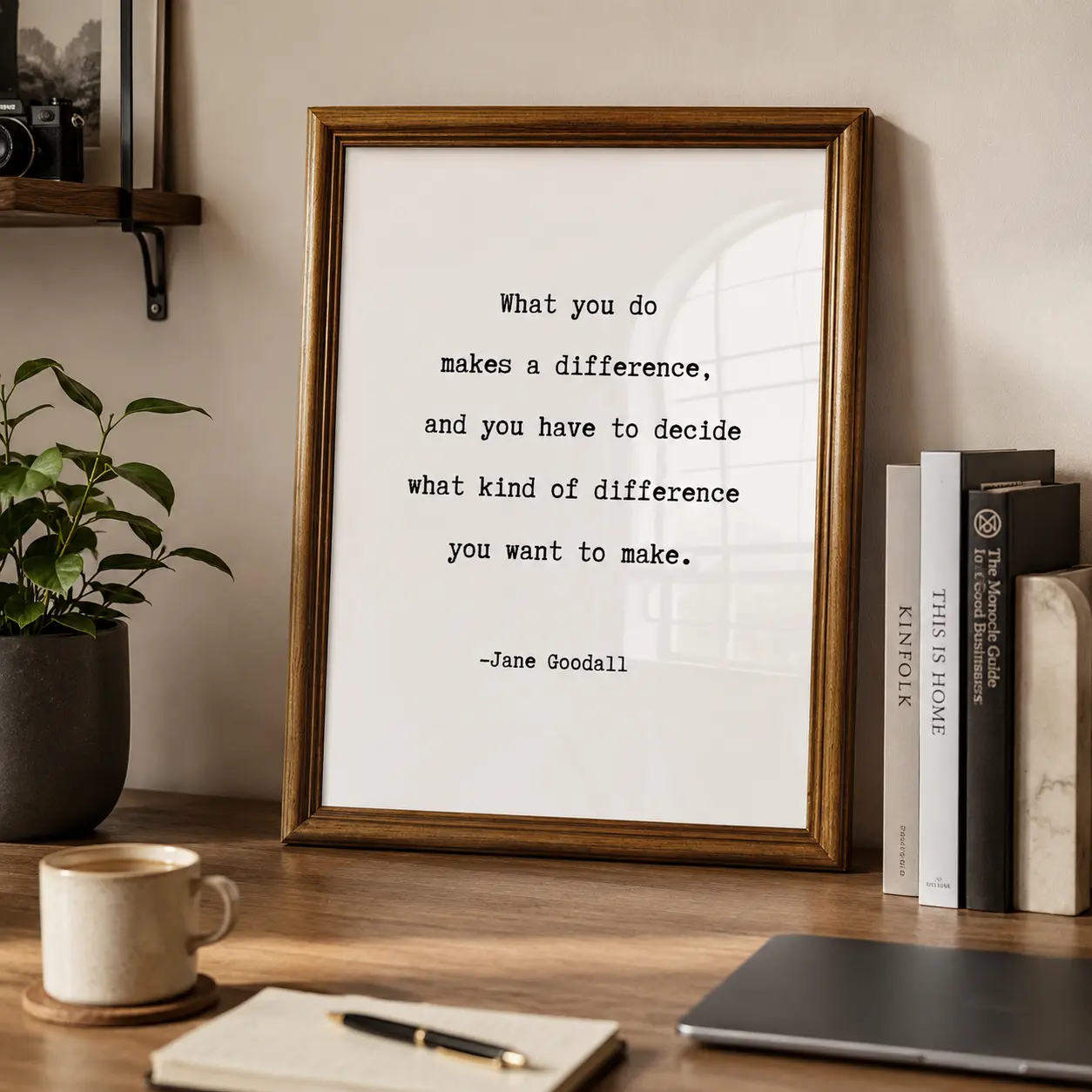 Jane Goodall Quote Poster, What You Do Makes a Difference, Inspirational Typography Wall Art, Motivational Bedroom Decor, Unframed Print