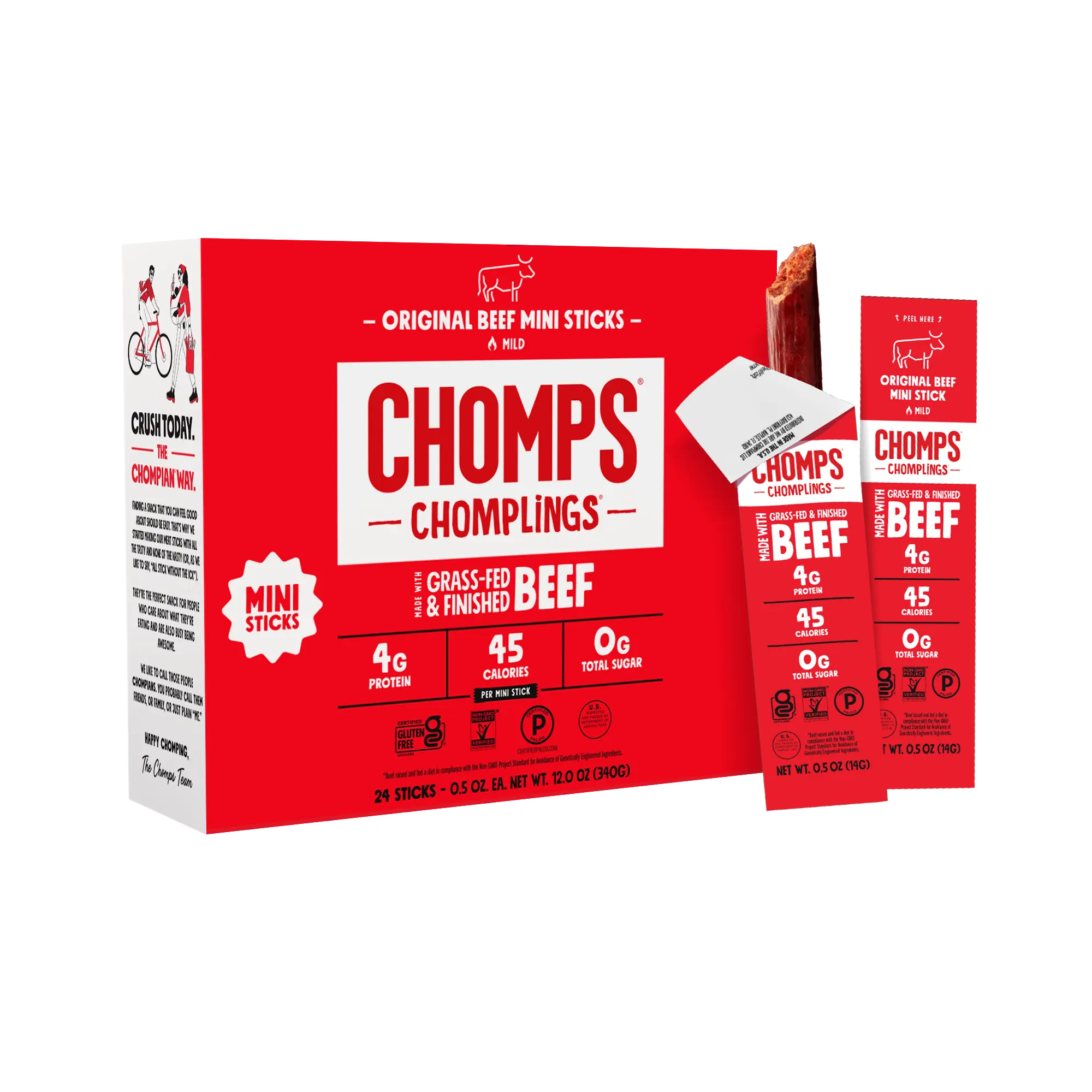 Chomps 24ct Mini Original Grass-Fed and Finished Beef Stick Chomps 24ct Mini Original Grass-Fed and Finished Beef Stick