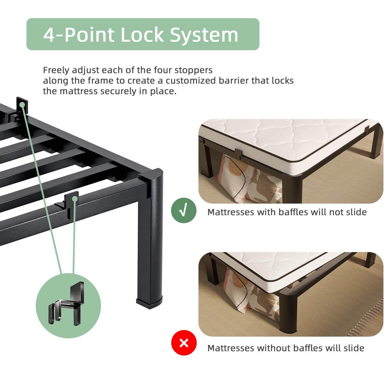 COZPAW Queen Size Metal Platform Bed Frame with Storage - 14/ 18 Inch Height, Heavy Duty 3500 lbs Capacity, Anti-Squeak Design, No Box Spring Needed, Easy Assembly