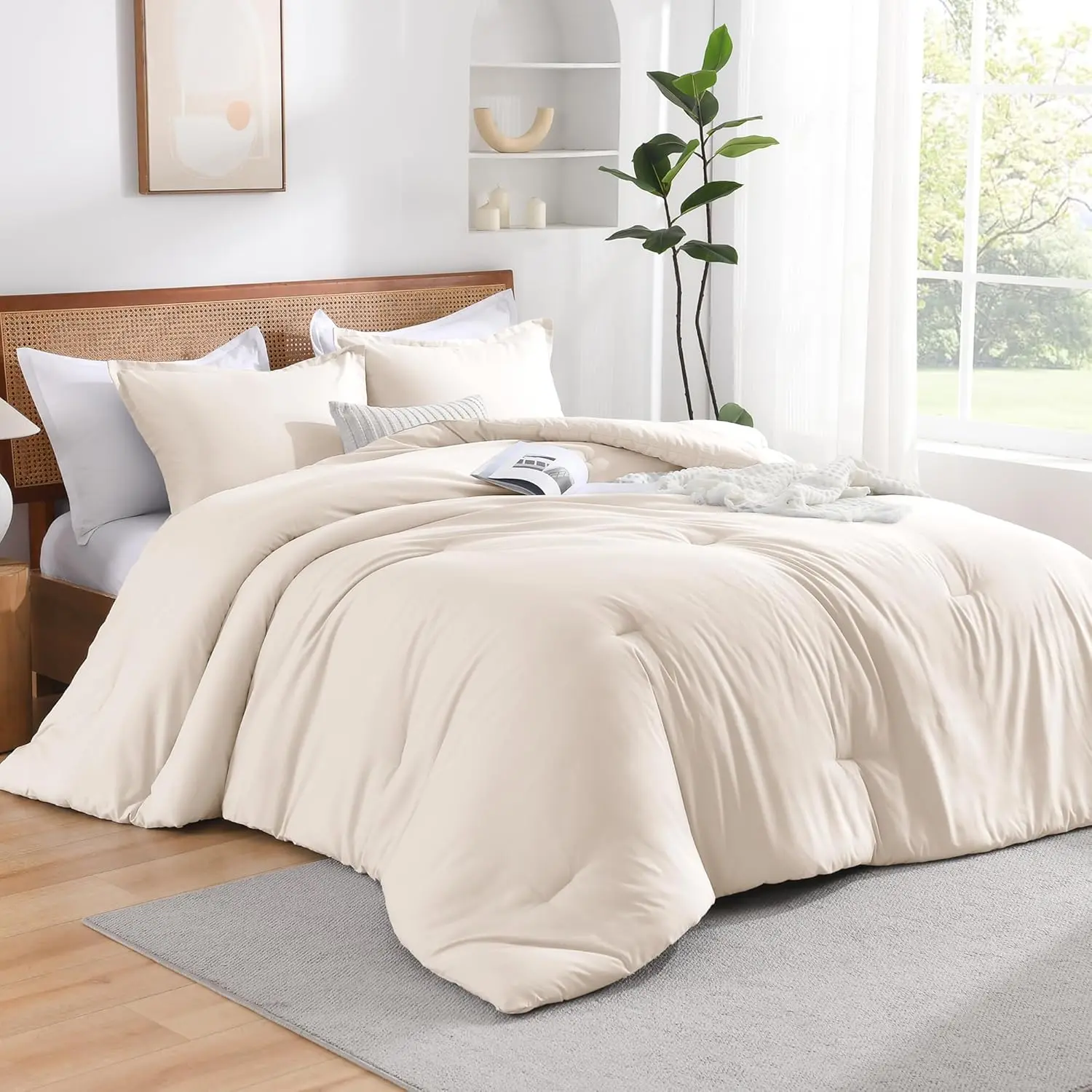 Andency All Season Soft Cozy Comforter Set & Duvet insert- Lightweight Down Alternative Bedding, Affordable 3-Piece Set(1 Boho Comforter & 2 Pillowcases)