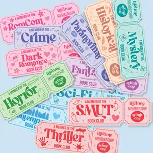 Book Genres Ticket Bookmark, Admin One Bookmark, Book Club Membership, Cute Bookish Gift, Double-Sided