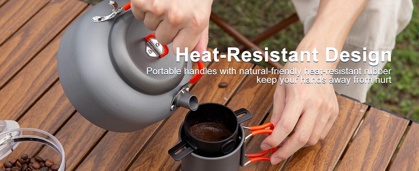 Odoland Camping Coffee Pot Camping Coffee Makers, 1.2L Camping Kettle with Camping Mug and Camp Coffee Filter of Camp Cookware for Hiking Backpacking and Picnic