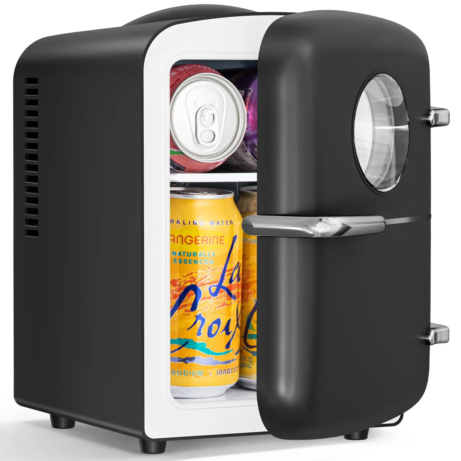 Antarctic Star 4L Mini Fridge, 12V/120V AC/DC Portable Electric Cooler & Warmer with Thermo-Electric Peltier System, Cool & Heat Function for Car/Home/Office, Black