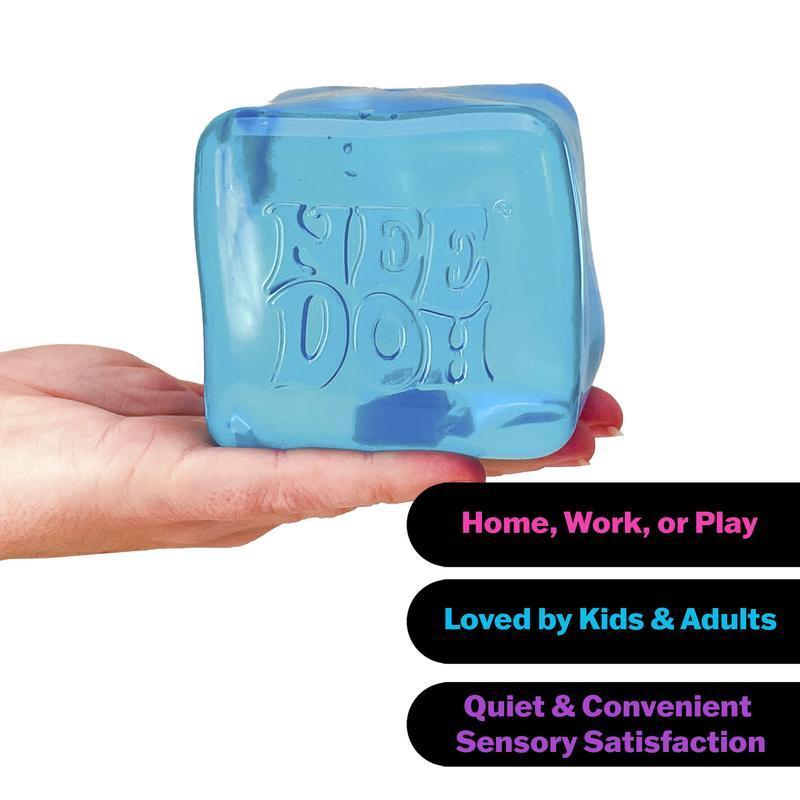 NeeDoh Nice Berg Sensory Squeeze Toy –  2.55" Blue Nice Cube with Super Solid Squish (1 Pack)