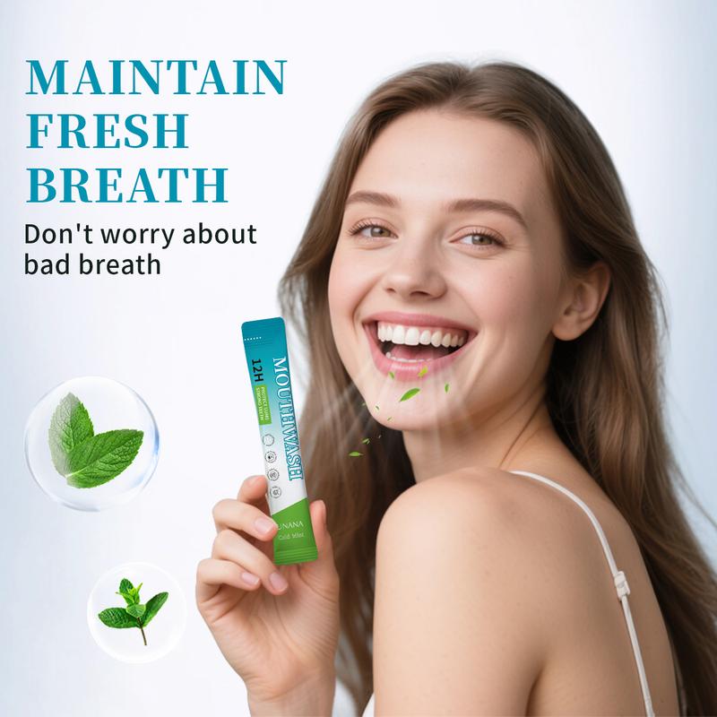 UNANA Natural Mouthwash Packets- Cold/Mild Mint Flavor, Alcohol-Free & Sugar-Free, 12hrs Protection for Strong Gums & Enhanced Breathing, Travel Size