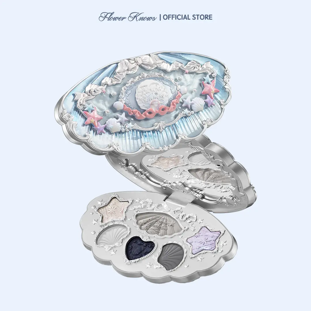 Flower Knows Shell's Jewel Collection 6-Color Makeup Palette, Iridescent Shimmer, Matte Powder, Pigmented Blush, Eyeshadow, Long-Lasting Cosmetic, Glitter Shimmer Eyeshadow, #tiktokshopbacktoschool, #sohochic