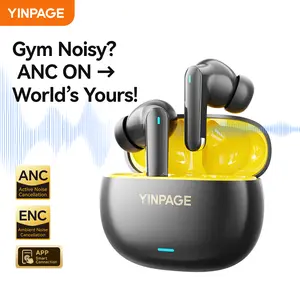 YINPAGE Real 1 Pro Wireless Bluetooth Sports Headset with 28DB Active Noise Cancellation & Supplier Warranty Audio Headphone Hyundai Earbuds White Noise Machine Electronic Gift Travel Earbuds Gym Gadget