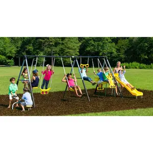 XDP Recreation Rising Sun Playground Outdoor Swing Set, Glider, SeeSaw, & Slide XDP Recreation Rising Sun Playground Outdoor Swing Set, Glider, SeeSaw, & Slide