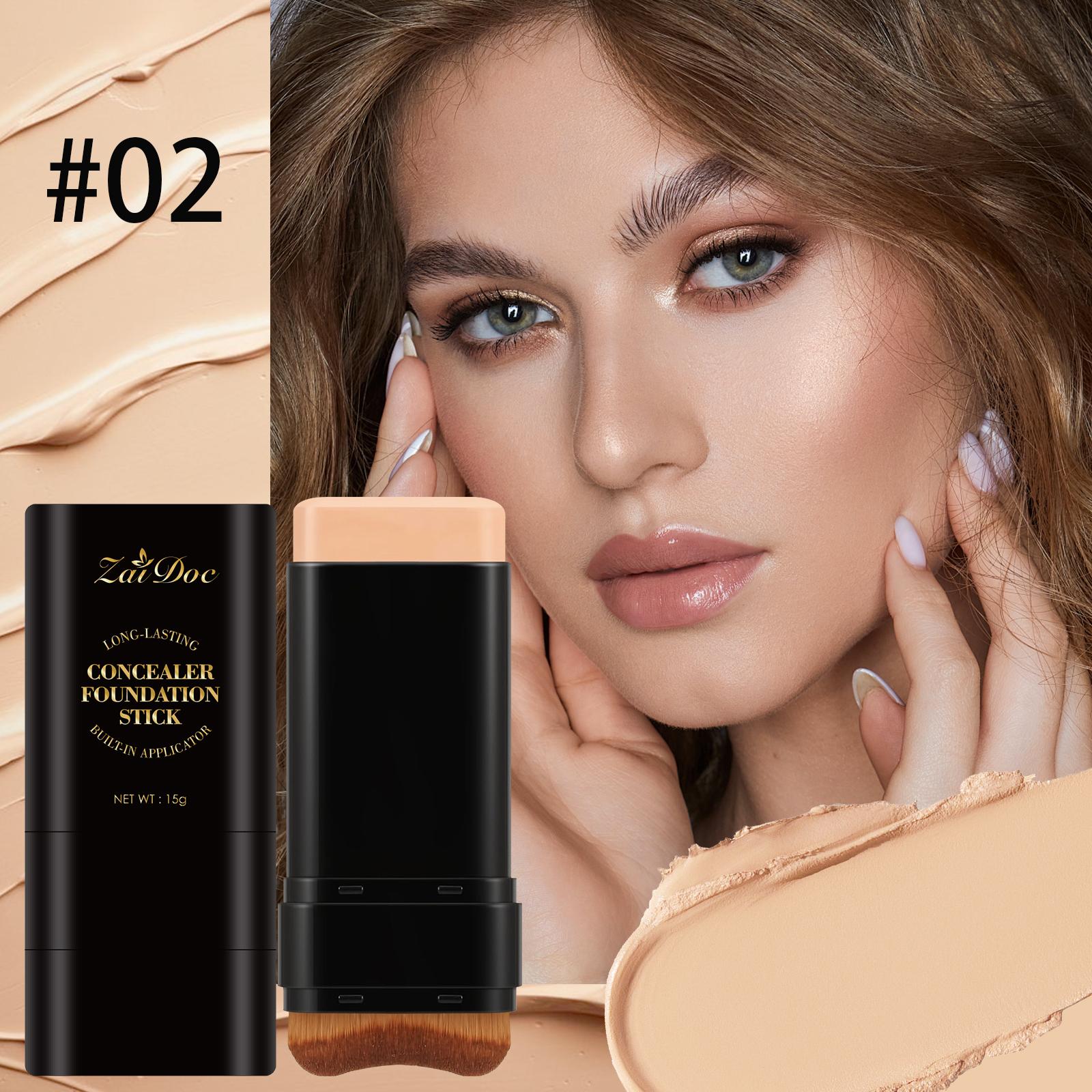 Zaidoc 7-color Dual -Ended Foundation Concealer Stick, Dual-ended with Built-in Brush, Moisturizing & Lightweight. Zaidoc 7-color Dual -Ended Foundation Concealer Stick, Dual-ended with Built-in Brush, Moisturizing & Lightweight.