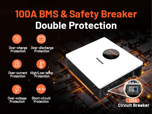 【Flash sale】Humsienk 48V 100Ah Wall-mounted LiFePO4 Bluetooth Battery, Built in 100A BMS & LCD Touchscreen(Indicator), Grade A Cells & 6000+ Deep Cycles for Off-Grid, Solar System, Home Backup