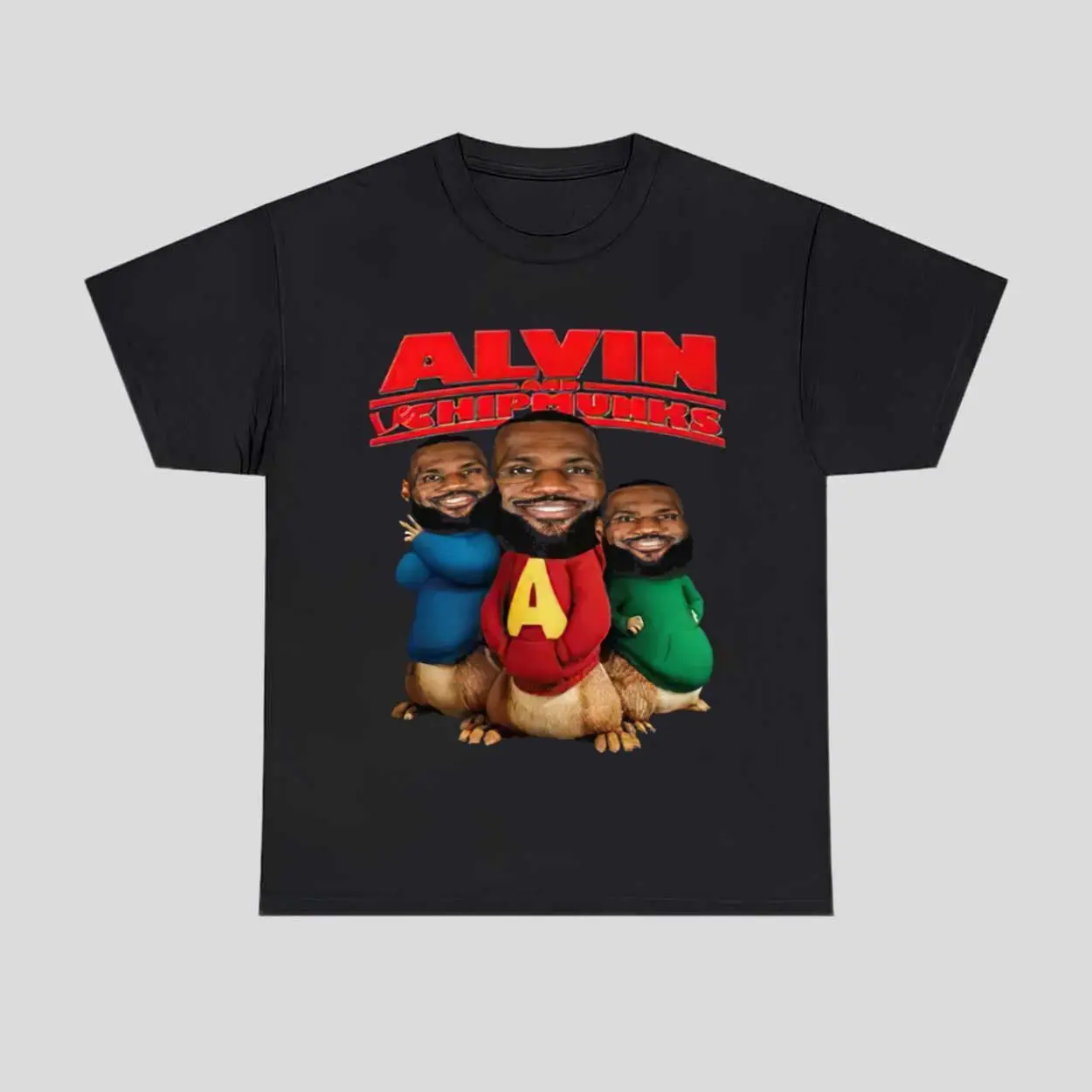 Lebron James x Alvin And The Chipmunks Short-Sleeve Round-Neck Cotton Fabric Digital Print T-Shirt - Smooth Soft Seamless Sports Top for Casual Wear, Clothes, Graphic Tees, Crew Neck, T Shirts, Shortsleeve, Cartoon Print Tee, Menswear, Good Graphic Tees