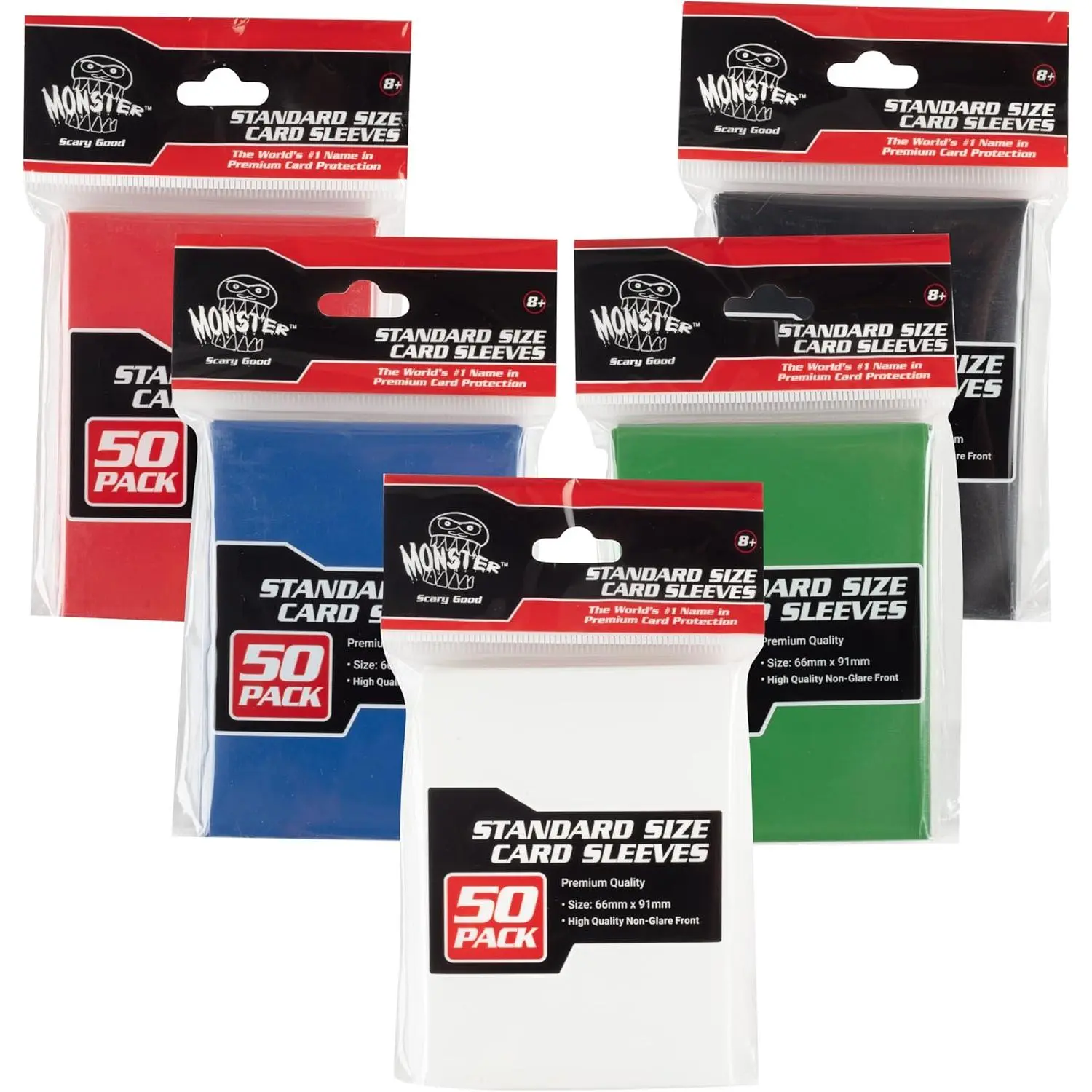 Monster Protectors Multi-Color Standard Size Card Sleeves(500 Pack, 66mm x 91mm) Compatible w TCGs, Sports Cards & More - Stocking Stuffer Gift Idea