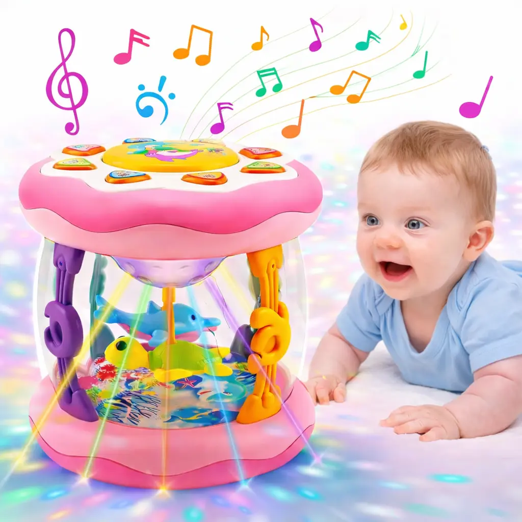 Baby  Ocean Projector Toy with Rotating Music & Lights, Tummy Time Sensory Toy for Infants 0-6 Months, Crawling Toy for Babies 6-12 Months, Activity Toy for 1-3 Year Olds