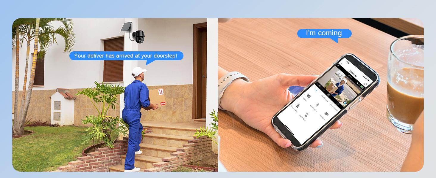 ZEEPORTE 2K WIFI  Security Cameras Wireless Outdoor-360° PTZ Cameras for Home Security with Solar Panel/Battery Powered, Night Vision, Two-Way Audio, PIR Sensor