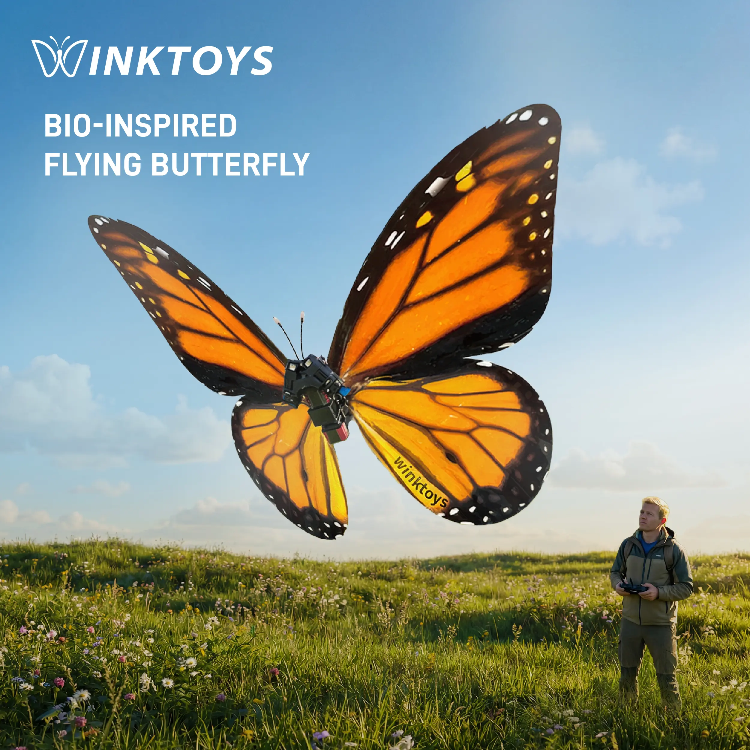 Bio-Inspired Flying Butterfly,winktoys Remote Control Realistic Butterfly with Flapping Wings,Bionic Flight Technology, Monarch Butterfly Design,Luxury Tech Gift, Decorative Display, Perfect for Spring Outings,outdoor fun,Party Toy,Cool Gifts