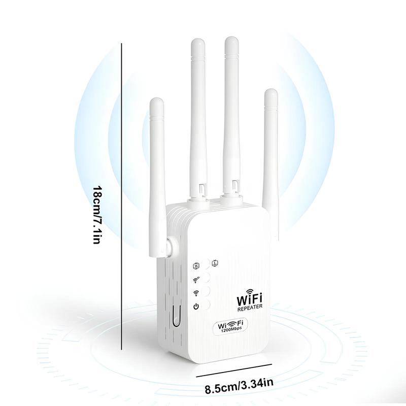 WiFi Extender Signal Booster for Home & Outdoor Covers Up to 6000 Sq. ft 35 Devices Internet Booster Quick Setup with Ethernet Port & Access Point 1200M 2.4/5 GHz
