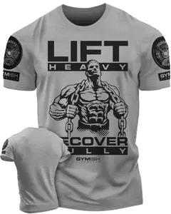 057. Recover Fully Funny Motivational Workout Gym T-Shirt for Men