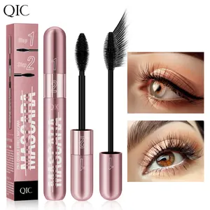 QIC Rose Gold 2-in-1 Dual Effect Mascara, Volumizing, Lengthening, Curling, Waterproof, Smudge-Proof, Long-Lasting Flawless Eye Makeup