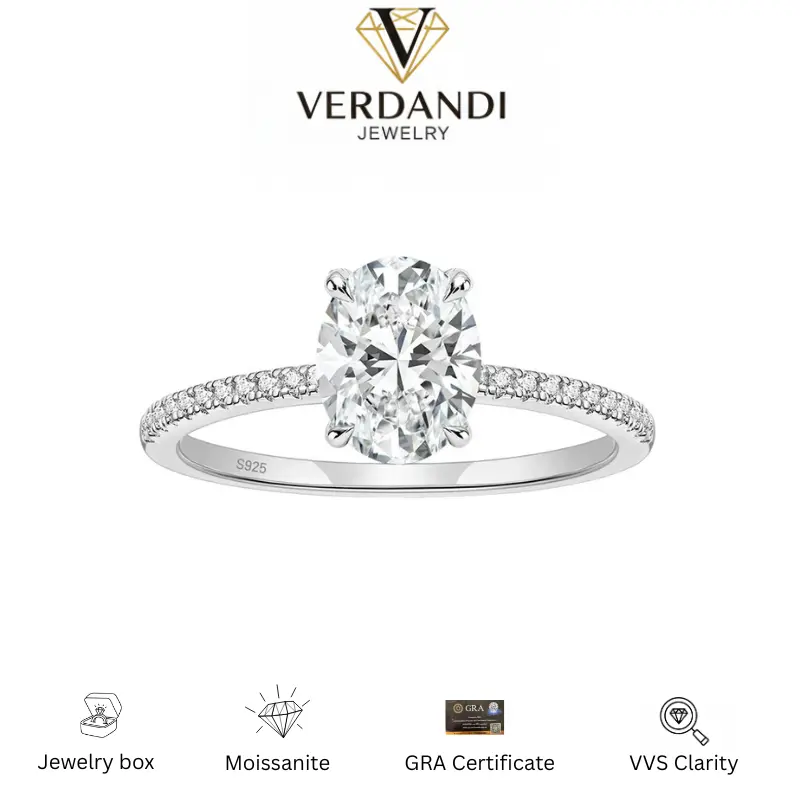 Oval Cut Moissanite Engagement Ring in 925 Sterling Silver for Women, Luxury VVS Clarity Wedding Jewelry, 2ct/3ct, Bridal Rings, Engagement Ring Band