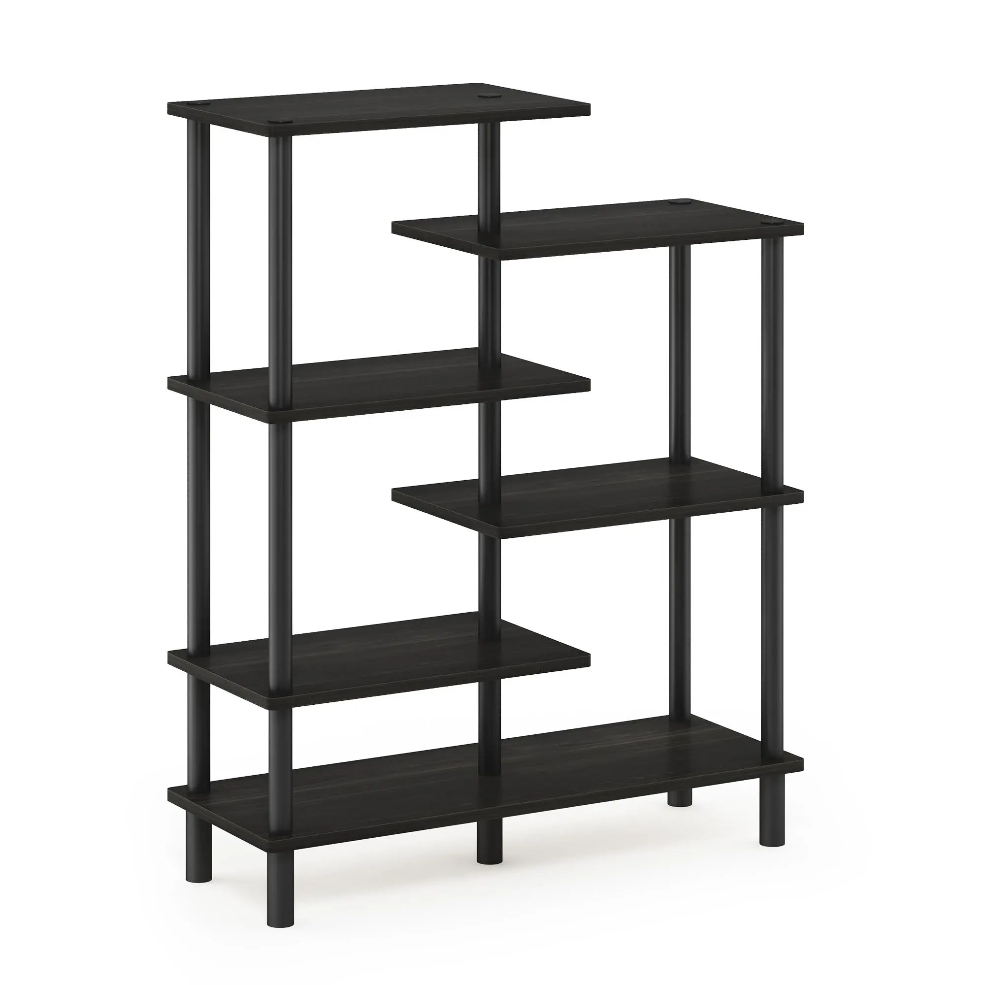 TURN-N-TUBE 6-Tier Corner Storage Shelf for Living Room, Garage, Home Office, Espresso Organizing Room Accessories