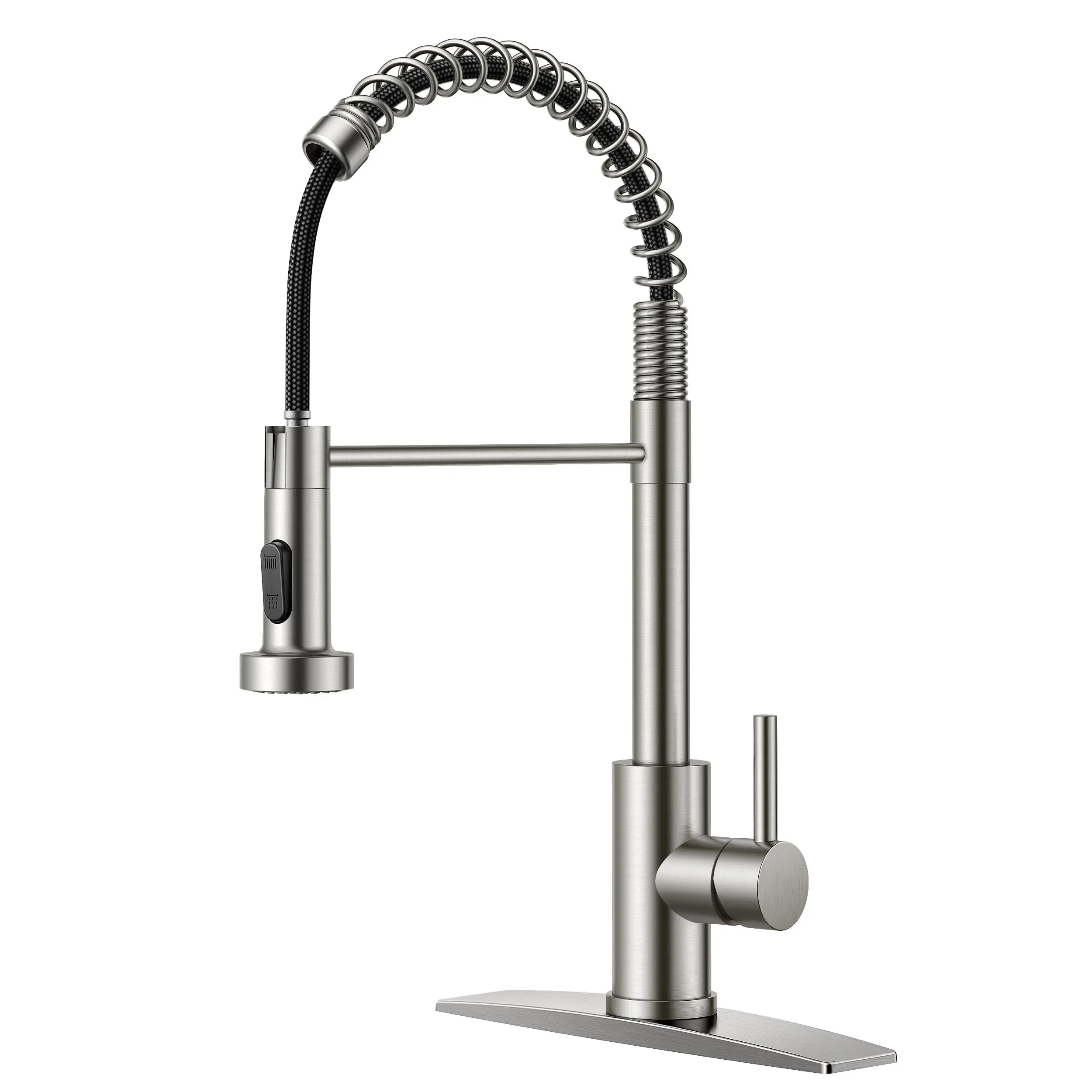 FORIOUS Stainless Steel Pull-Down Kitchen Faucet with Sprayer, 360-Degree Rotation, High Pressure, Single Handle, Adjustable Sink Faucet, High Arc Pull-Down Kitchen Taps, High Arc Faucet homeessentials