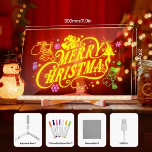 Acrylic Led Drawing Board For Kids(11.8"× 7.9")Acrylic Light-Up Dry Erase Drawing Board with Stand Markers Cleaning Cloths Tracing Paper Erasable Reusable Led Neon Sign Light Up Erasable Acrylic letter drawing board writing board Tablet for Kids