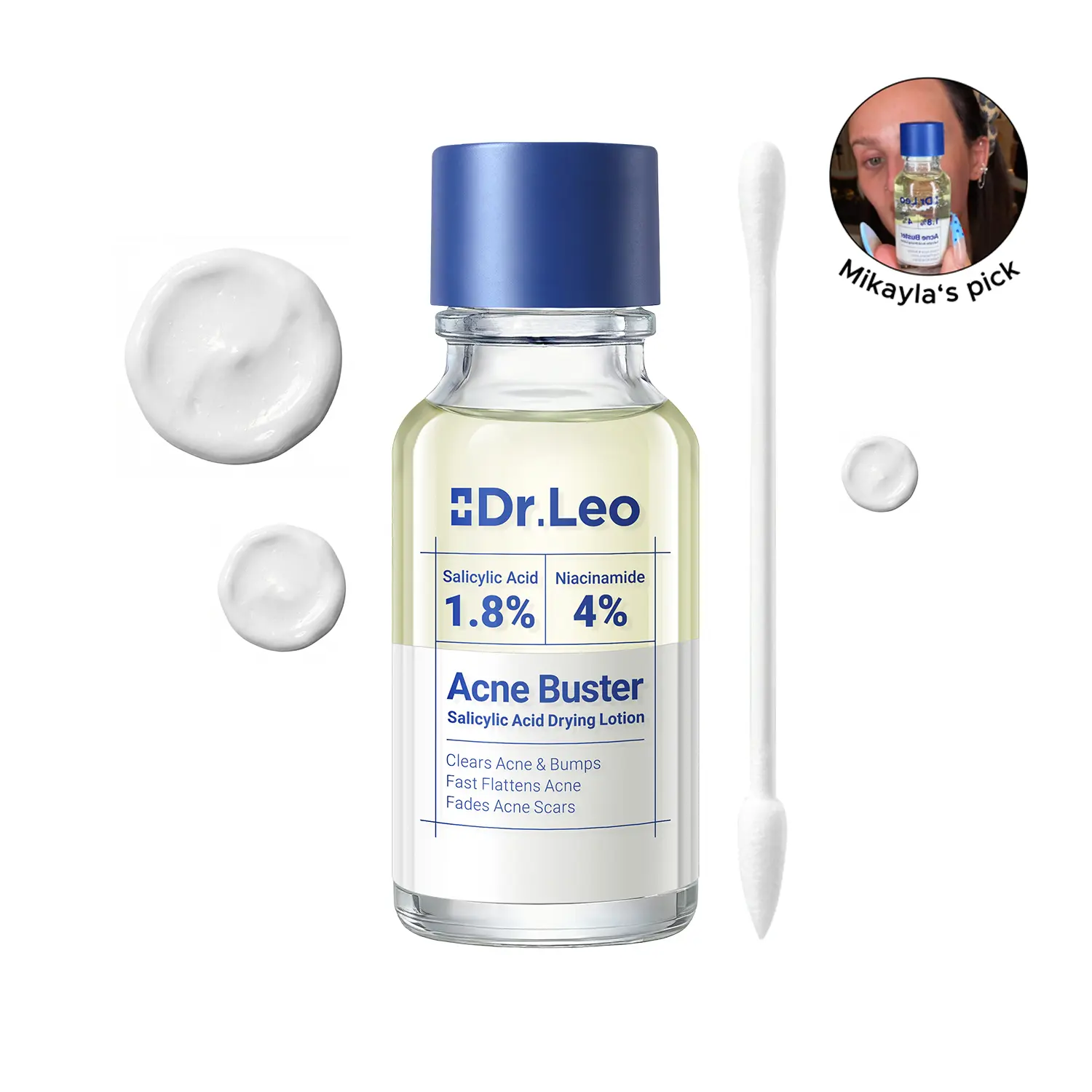 Dr.Leo Drying Lotion Bottle - Lightweight Powder Blemish Spot Treatment with 1.8% Encapsulated Salicylic Acid, 4% Niacinamide - Exfoliates, Aids Skin Repair for Oily, Sensitive Skin (20ml) | Acne Clearing Products #sohochic #tiktokshopbacktoschool