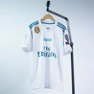 Retro RMA White Home Stadium Shirt 2017/2018, 2017/2018 White Color RMA Vintage Home Short Sleeve Soccer Jersey Top