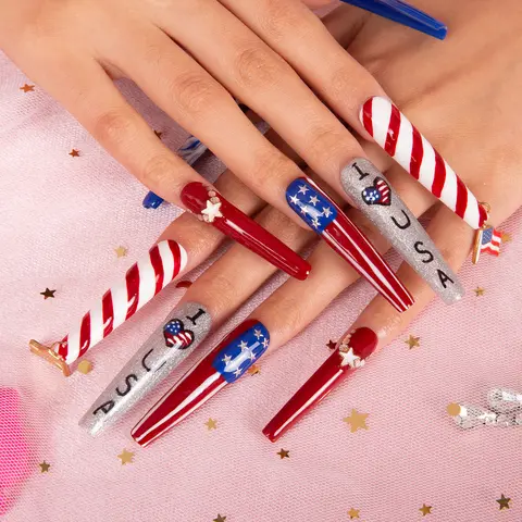 Lovful Coffin Long Length 2.2" Spellbinding Handmade Acrylic Press On Nails | 10PCS Reusable, Salon Quality