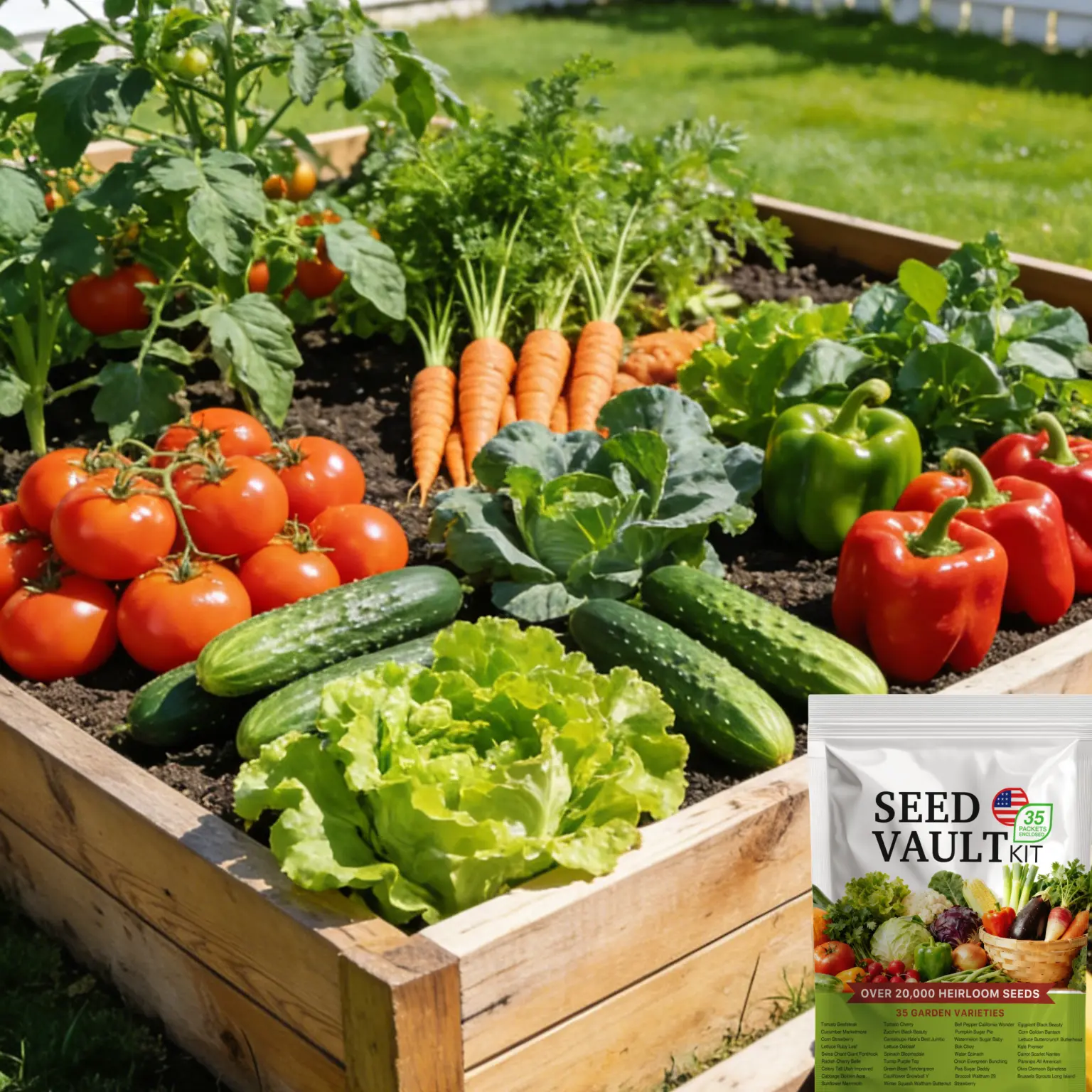 Home Vegetable Seed Kit – 35 High-Quality Varieties for Year-Round Planting – Non-GMO Heirloom Mix for Backyard Gardens, Prepper Storage & Healthy Eating