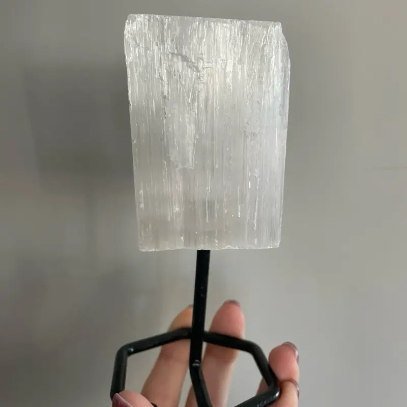 Raw Selenite on stand